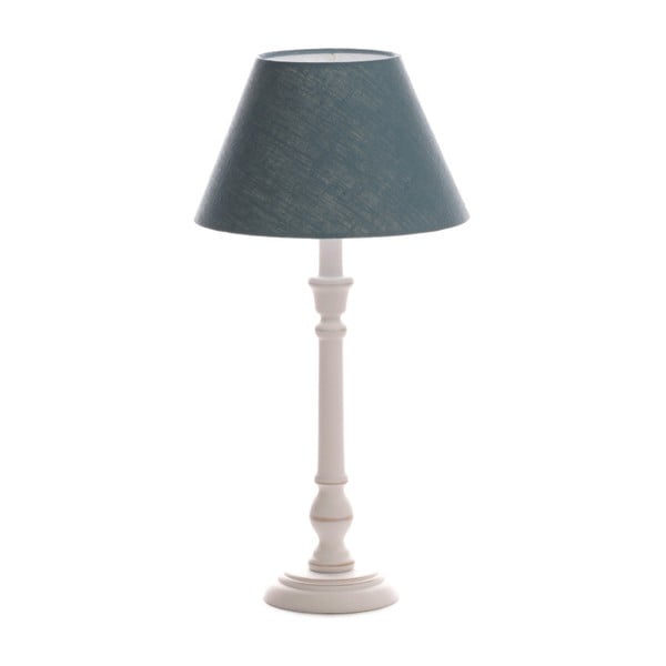 Modrá stolní lampa Laura, bílá lakovaná bříza, Ø 25 cm
