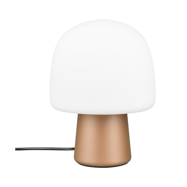 Stolní lampa v bílo-bronzové barvě se skleněným stínidlem (výška 27 cm) Steen – Trio