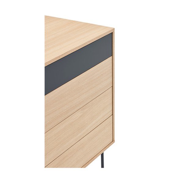 Antracitově šedá komoda s dubovou dýhou se zásuvkami Teulat Yoko-image-4