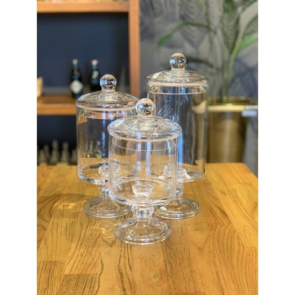 Skleněná dóza na stopce Mia Camaya, výška 25 cm-image-1