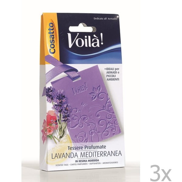 Sada 3 vonných karet s vůní středomořské levandule Cosatto Perfume