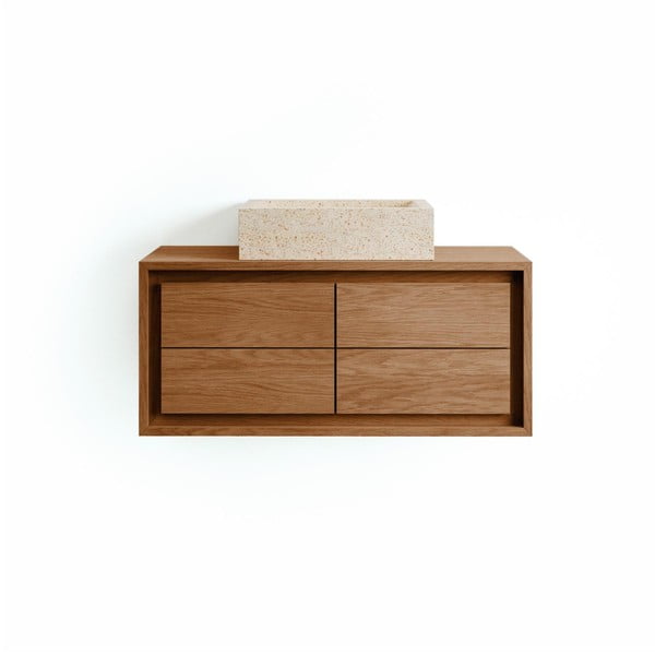 Hnědá závěsná skříňka pod umyvadlo z teakového dřeva 90x40 cm Kenta – Kave Home-image-4