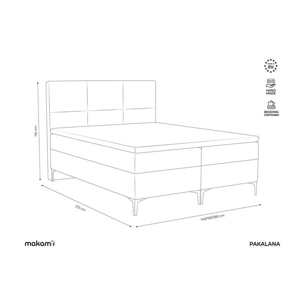 Hnědá boxspring postel s úložným prostorem 140x200 cm Pakalana – Makamii-image-3