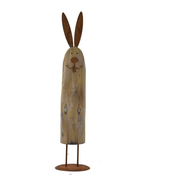 Dřevěná dekorace na stojanu ve tvaru zajíce Ego Dekor, délka 48,5 cm
