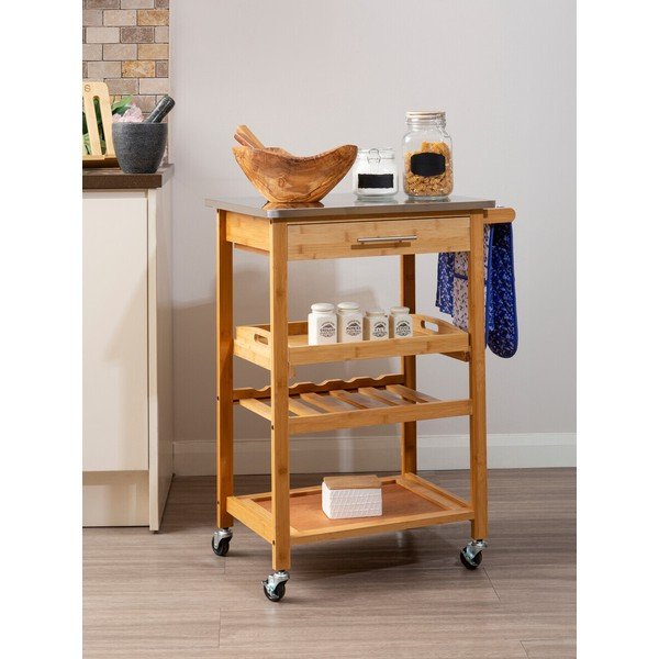 Bambusový servírovací stolek na kolečkách 41x58 cm Harlow – Premier Housewares-image-3