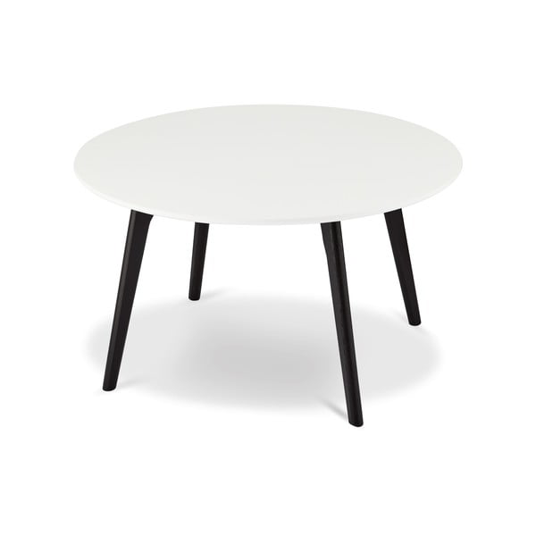 Černo-bílý konferenční stolek s nohami z dubového dřeva Furnhouse Life, Ø 80 cm