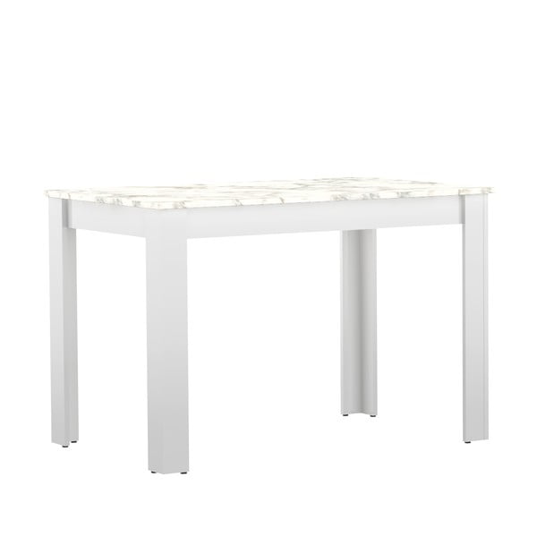 Bílý jídelní stůl s deskou v dekoru mramoru 110x70 cm Nice - TemaHome-image-3
