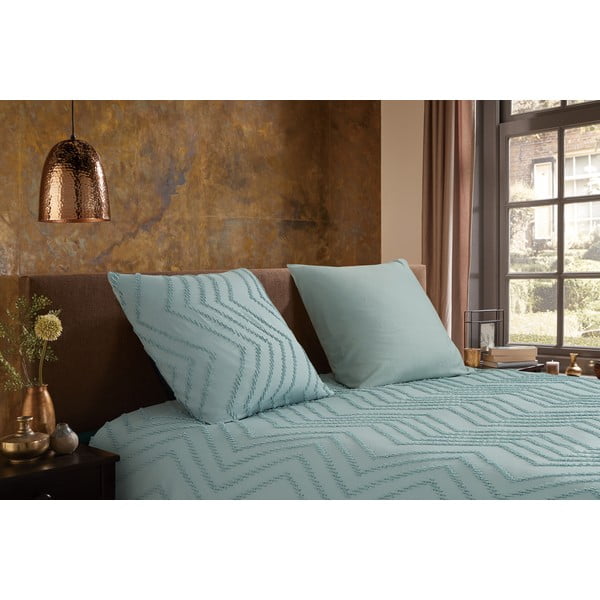 Světle zelené prodloužené povlečení na jednolůžko z mikrovlákna 140x220 cm Pure Zigzag – Good Morning-image-1