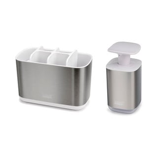 Sada doplňků do koupelny z nerezové oceli ve stříbrné barvě EasyStore – Joseph Joseph