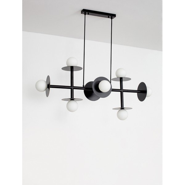 Bílé/černé kovové závěsné svítidlo se skleněným stínidlem Pielo – Nova Luce-image-3