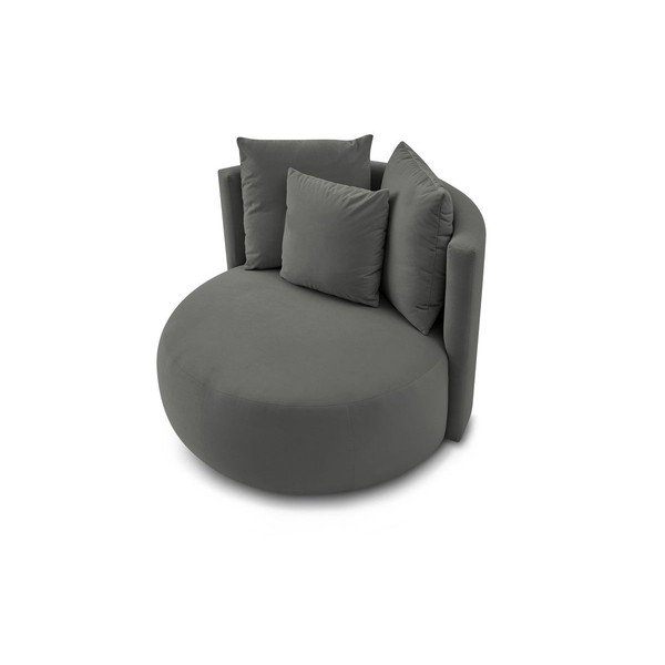 Světle šedé sametové křeslo Cesar – Bobochic Paris-image-4