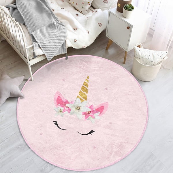 Růžový dětský koberec ø 100 cm Comfort – Mila Home-image-4