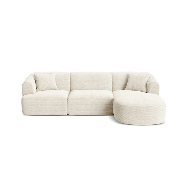 Béžová manšestrová rohová pohovka (pravý roh/s lenoškou) Campi – Cosmopolitan Design