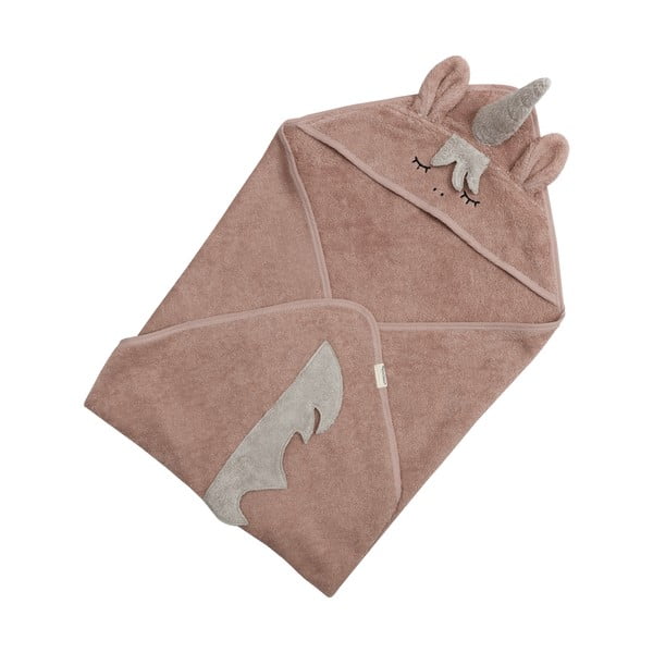 Růžová bavlněná dětská osuška s kapucí 75x75 cm Unicorn – Kindsgut-image-3