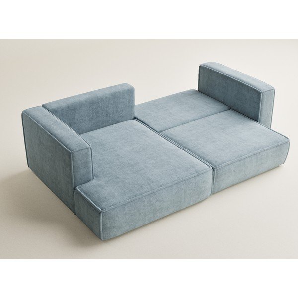 Světle modrá žinylková rozkládací/s úložným prostorem rohová pohovka (levý roh/s lenoškou) Velto – Maison de Rêve-image-3