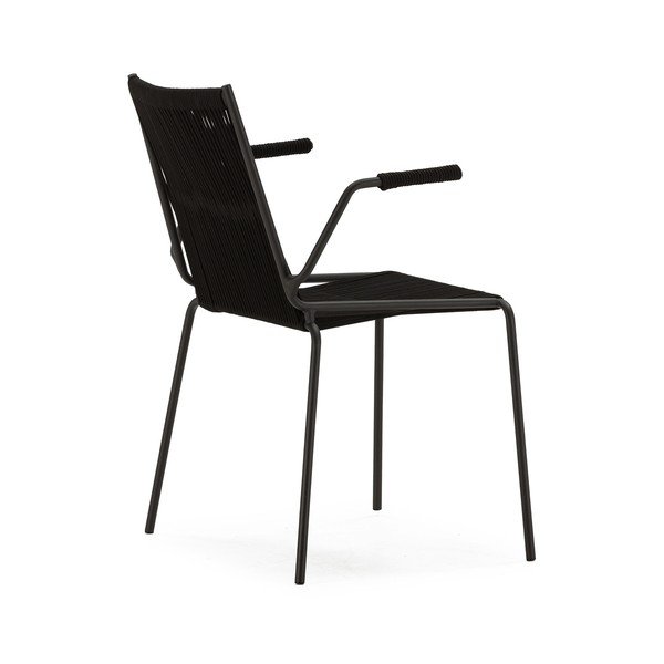 Černé kovové jídelní židle v sadě 2 ks s područkami/stohovatelné Emily – Marckeric-image-4