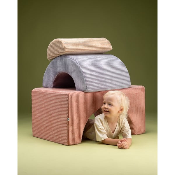 Růžové manšestrové pěnové hřiště 75x49x37 cm Rainbow Montessori – Wigiwama-image-1