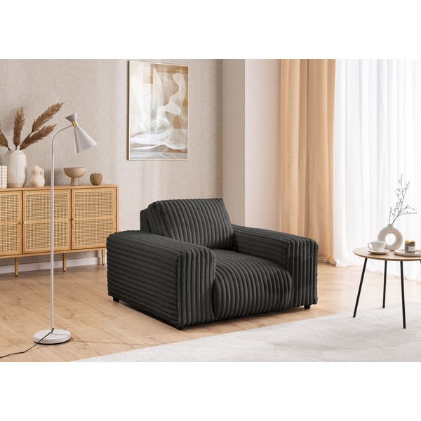 Tmavě šedé manšestrové křeslo Justin – Ropez-image-4