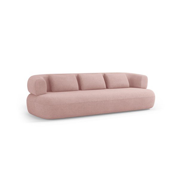 Světle růžová pohovka z textilie bouclé 226 cm Jenny – Micadoni 