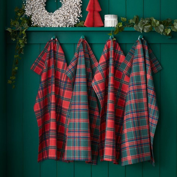 Bavlněné utěrky v sadě 4 ks s vánočním motivem 70x50 cm Christmas Tartan Check – Catherine Lansfield-image-1