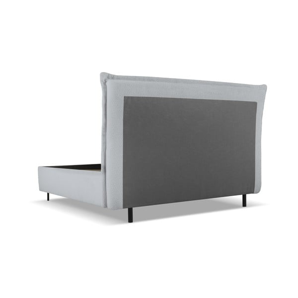 Šedá čalouněná dvoulůžková postel s úložným prostorem a roštem 180x200 cm Armie – Milo Casa-image-3