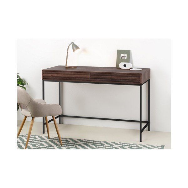 Pracovní stůl s deskou v dekoru ořechového dřeva 50x120 cm Celine – Støraa-image-4