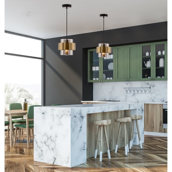 Černé závěsné svítidlo se skleněným stínidlem ø 18 cm Spiega – Candellux Lighting-image-1