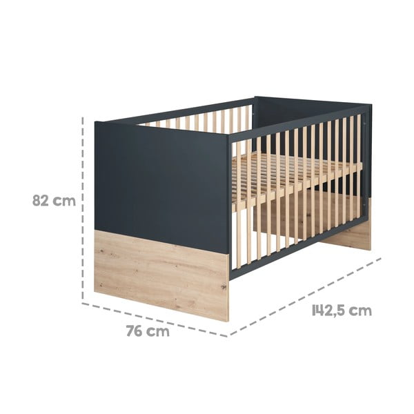 Postýlka v tmavě šedo-přírodní barvě 70x140 cm Lenn – Roba-image-2