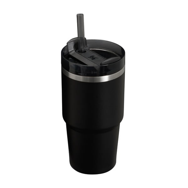 Černá termoska s brčkem z nerezové oceli 600 ml Quencher H2.0 FlowState Tumbler Black – Stanley-image-1