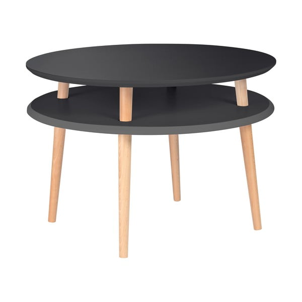 Grafitově šedý konferenční stolek s přírodními nohami Ragaba UFO, Ø 70 cm