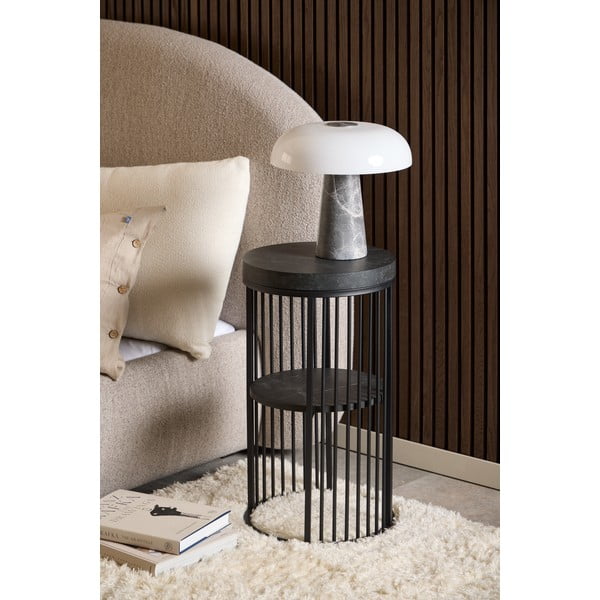 Černý noční stolek s deskou v dekoru mramoru Strington – Actona-image-1