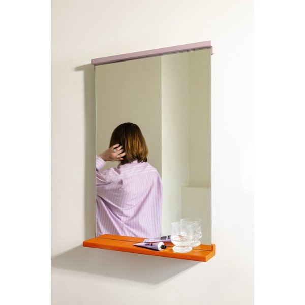 Nástěnné zrcadlo s poličkou  s dřevěným rámem 50x75 cm Lun – noo.ma-image-1