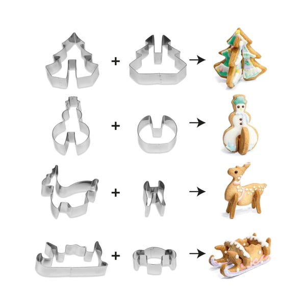 Sada 4 vánočních vykrajovátek Guardini 3D Cookies-image-1