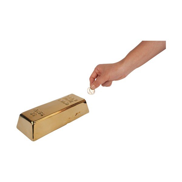 Keramická pokladnička ve tvaru zlaté cihličky Kikkerland Gold Bar-image-1