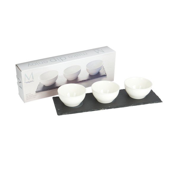 Sada 3 bílých porcelánových misek na omáčky s podstavcem Mikasa-image-2