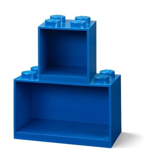 Sada 2 dětských modrých nástěnných polic LEGO® Brick