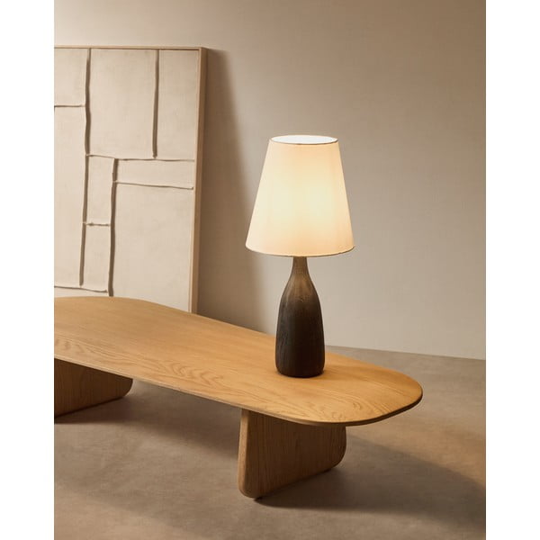 Černá/krémová stolní lampa s textilním stínidlem (výška 56 cm) Luvia – Kave Home-image-1