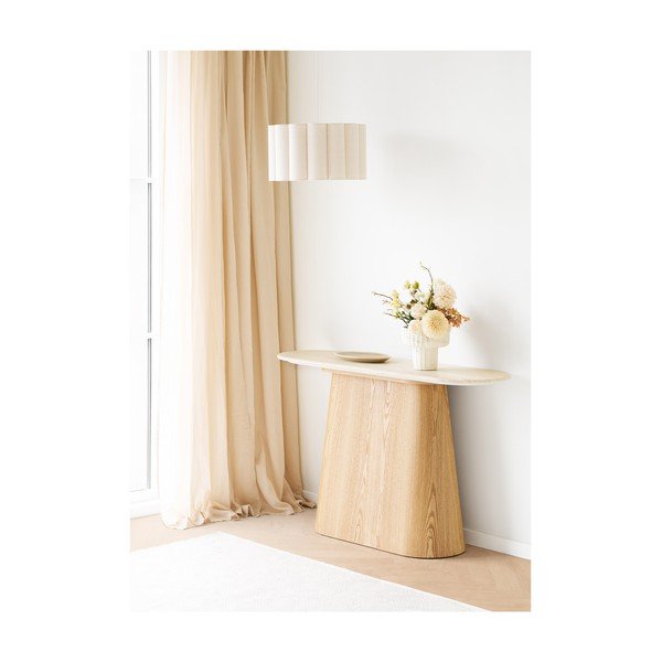 Krémový/v přírodní barvě konzolový stolek s deskou z kamene 40x130 cm Larvik – House Nordic-image-1