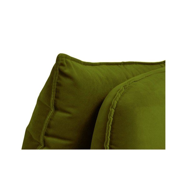 Zelená sametová lenoška s černými nohami Kooko Home Lento, pravý roh-image-3
