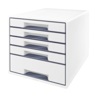 Bílo-šedý zásuvkový box Leitz WOW CUBE, 5 zásuvek