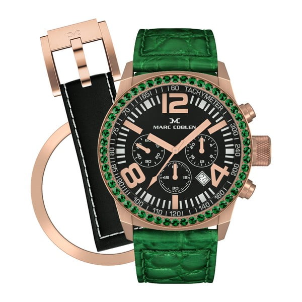 Dámské hodinky Marc Coblen s páskem a kroužkem navíc P800