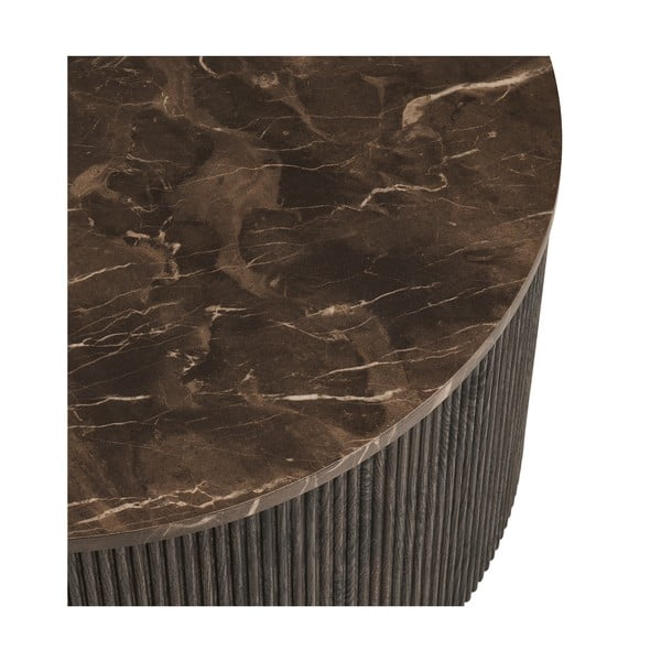 Tmavě hnědý kulatý konferenční stolek s deskou v dekoru mramoru ø 80 cm Rota – House Nordic-image-3