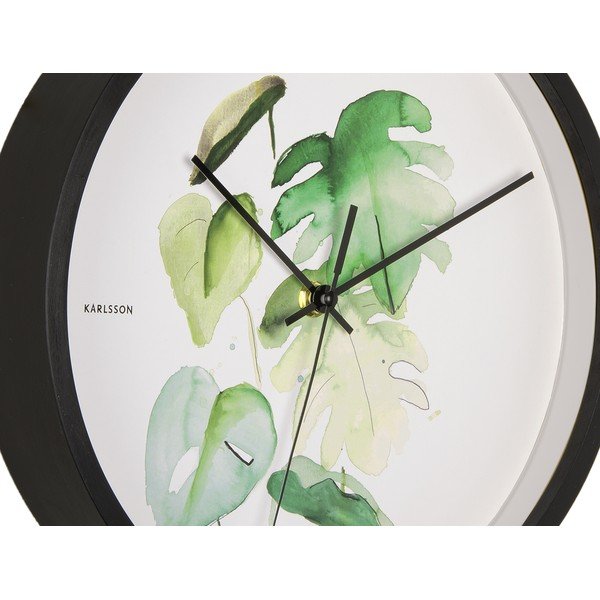 Zeleno-bílé nástěnné hodiny v černém rámu Karlsson Monstera, ø 26 cm-image-4