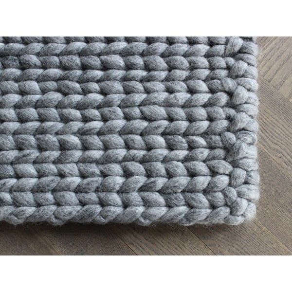 Ocelově šedý pletený vlněný koberec Wooldot Braided Rugs, 170 x 240 cm-image-1
