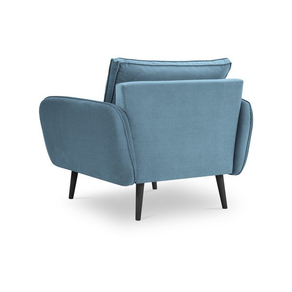 Světle modré sametové křeslo s černými nohami Kooko Home Lento-image-2