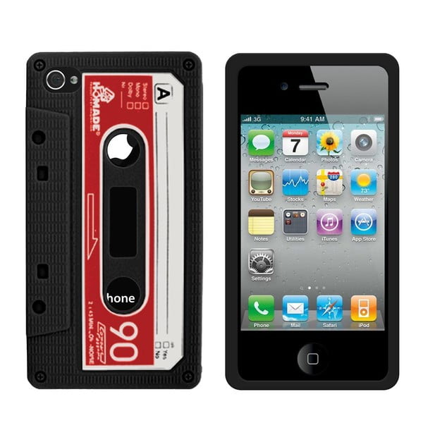 Retro obal na iPhone 4/4S Cassette, černý