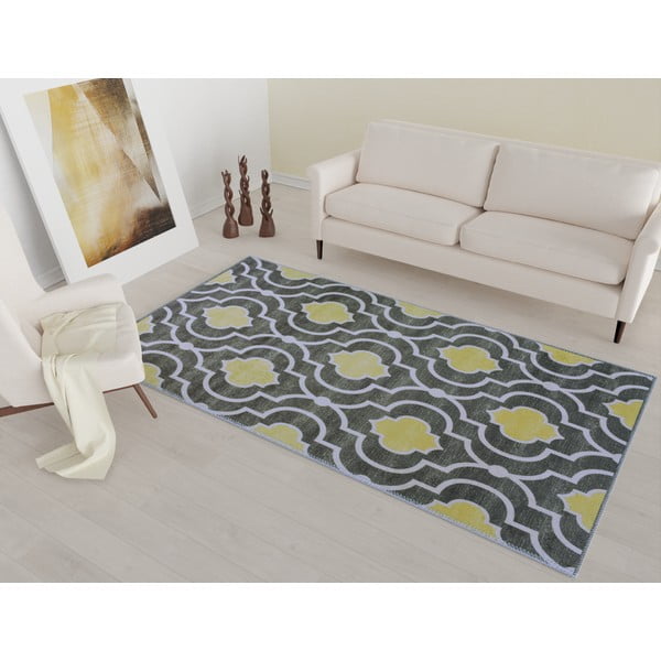 Žluto-šedý pratelný koberec 80x50 cm - Vitaus-image-1