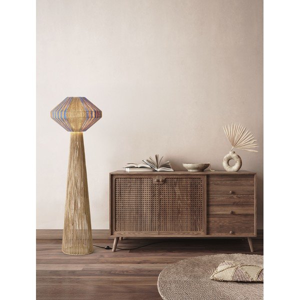 Modrá/v přírodní barvě provazová stojací lampa (výška 152 cm) Abby – Nova Luce-image-2