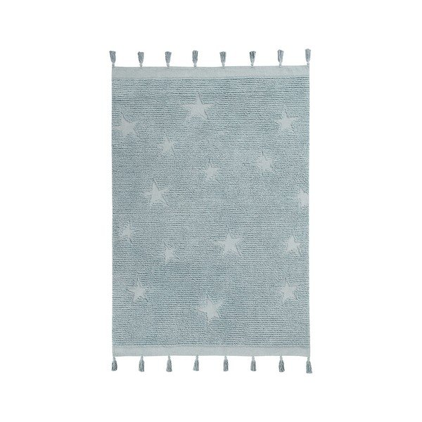 Modrý pratelný ručně tkaný bavlněný dětský koberec 120x175 cm Hippy Stars Aqua – Lorena Canals