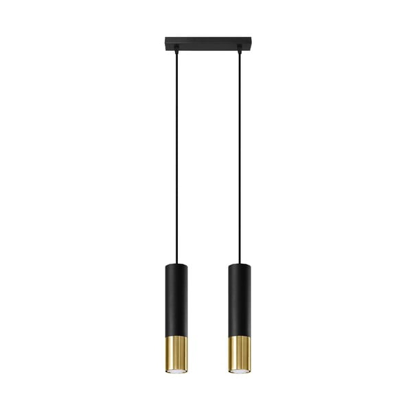 Závěsné svítidlo s kovovým stínidlem v černo-zlaté barvě 30x6 cm Longbot - Nice Lamps